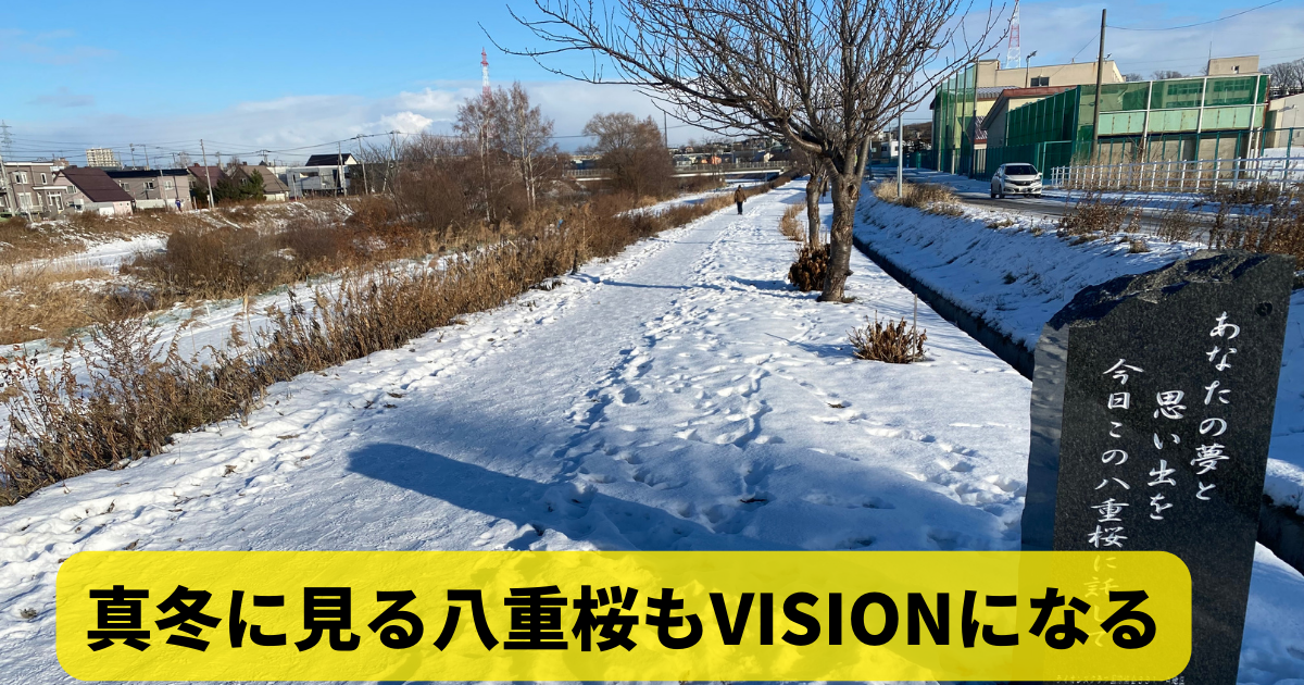 真冬に見る八重桜もVISIONになる